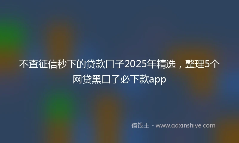 不查征信秒下的贷款口子2025年精选，整理5个网贷黑口子必下款app