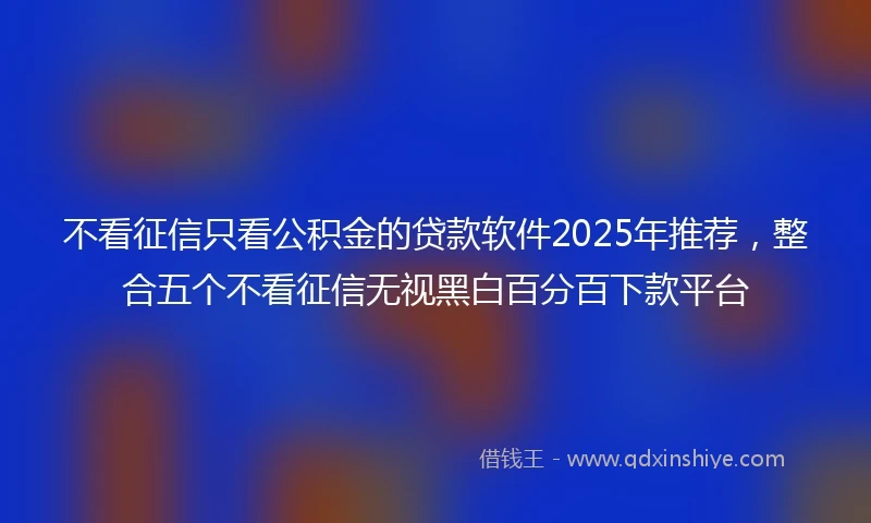 不看征信只看公积金的贷款软件2025年推荐，整合五个不看征信无视黑白百分百下款平台