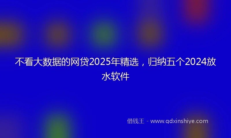 不看大数据的网贷2025年精选，归纳五个2024放水软件