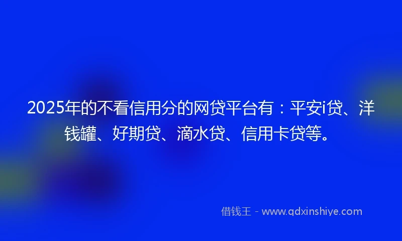 2025年的不看信用分的网贷平台有：平安i贷、洋钱罐、好期贷、滴水贷、信用卡贷等。
