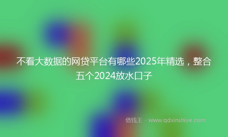 不看大数据的网贷平台有哪些2025年精选，整合五个2024放水口子