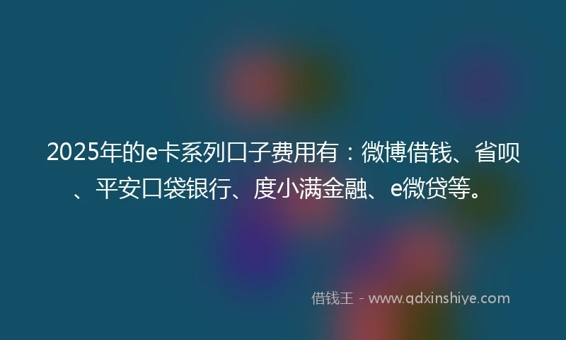 2025年的e卡系列口子费用有：微博借钱、省呗、平安口袋银行、度小满金融、e微贷等。