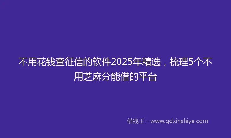 不用花钱查征信的软件2025年精选，梳理5个不用芝麻分能借的平台