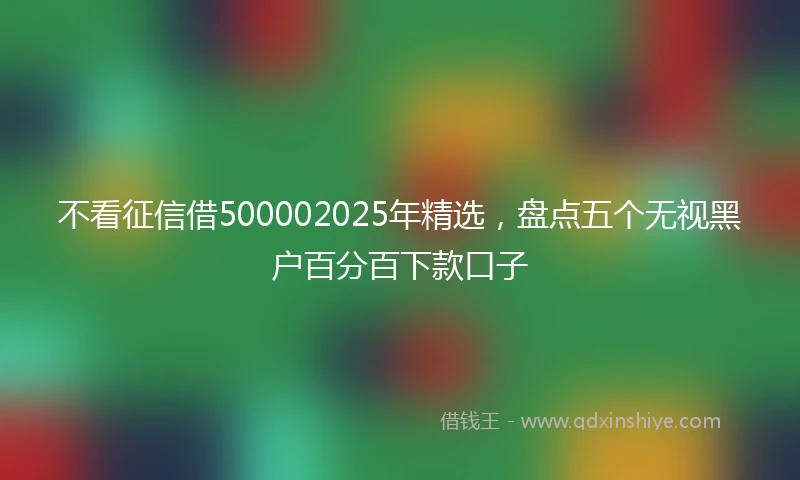 不看征信借500002025年精选，盘点五个无视黑户百分百下款口子