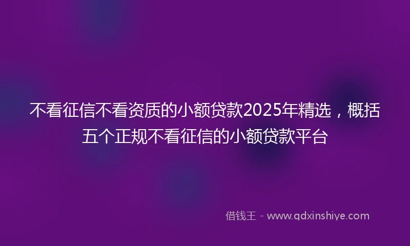 不看征信不看资质的小额贷款2025年精选，概括五个正规不看征信的小额贷款平台