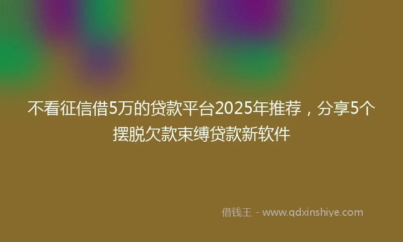 不看征信借5万的贷款平台2025年推荐，分享5个摆脱欠款束缚贷款新软件