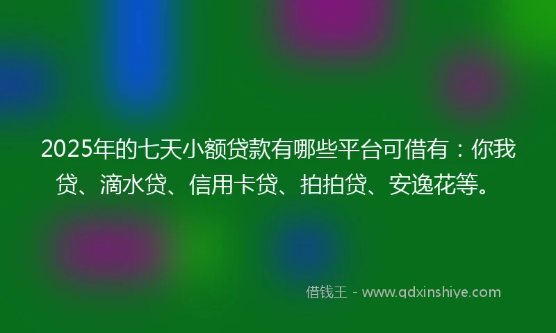 2025年的七天小额贷款有哪些平台可借有：你我贷、滴水贷、信用卡贷、拍拍贷、安逸花等。