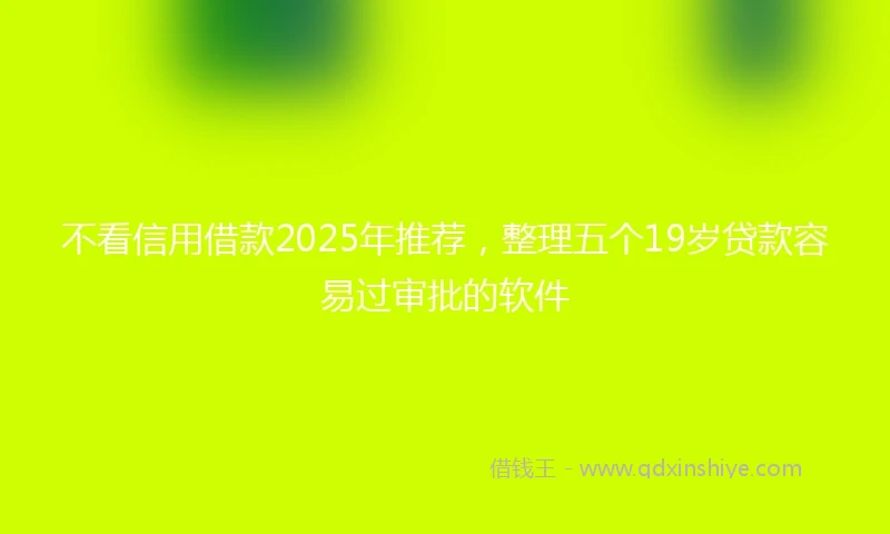 不看信用借款2025年推荐，整理五个19岁贷款容易过审批的软件