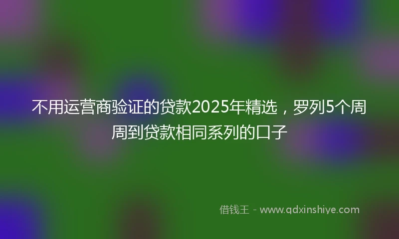不用运营商验证的贷款2025年精选，罗列5个周周到贷款相同系列的口子