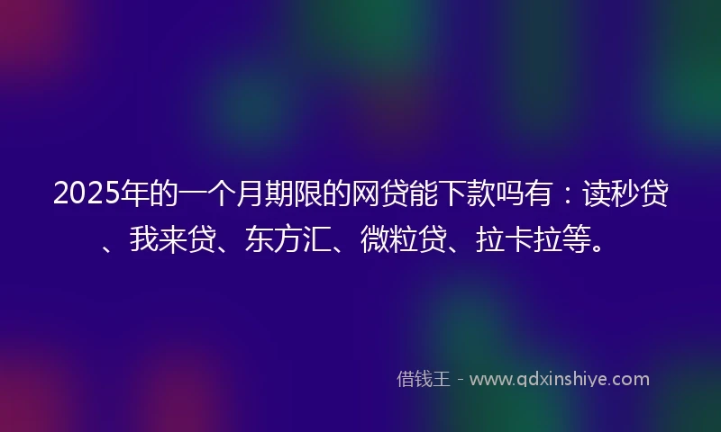 2025年的一个月期限的网贷能下款吗有：读秒贷、我来贷、东方汇、微粒贷、拉卡拉等。