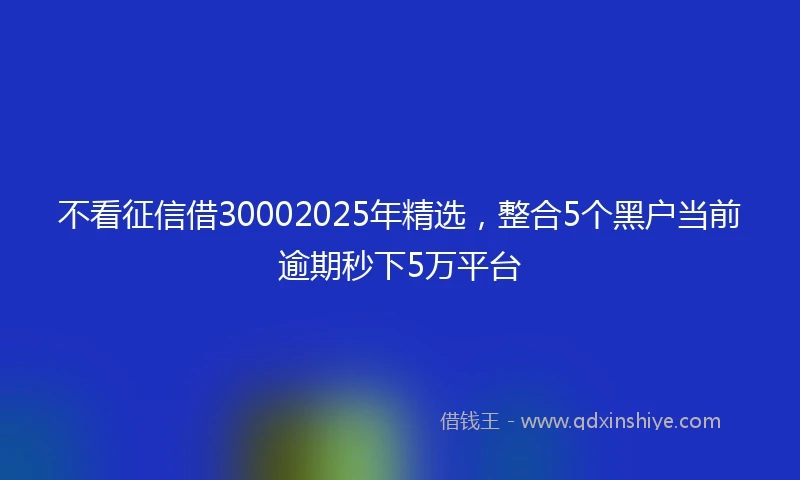 不看征信借30002025年精选，整合5个黑户当前逾期秒下5万平台