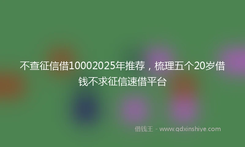 不查征信借10002025年推荐,梳理五个20岁借钱不求征信速借平台