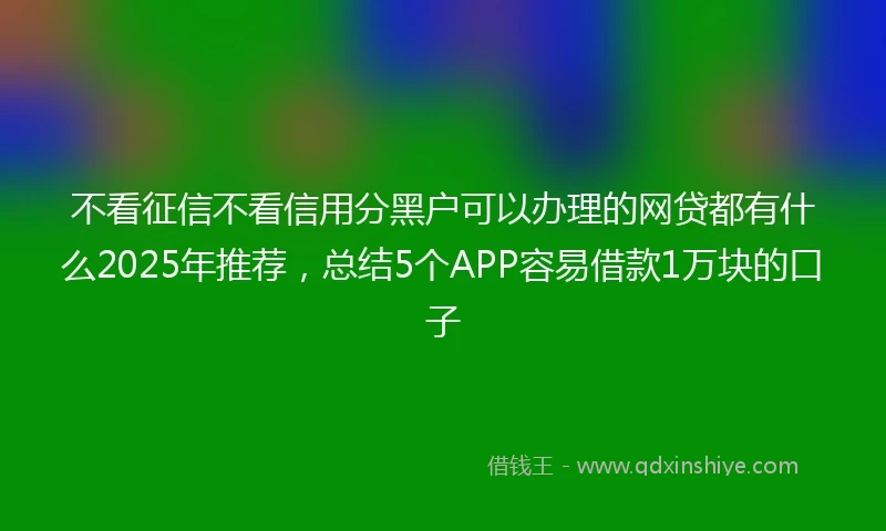 不看征信不看信用分黑户可以办理的网贷都有什么2025年推荐，总结5个APP容易借款1万块的口子