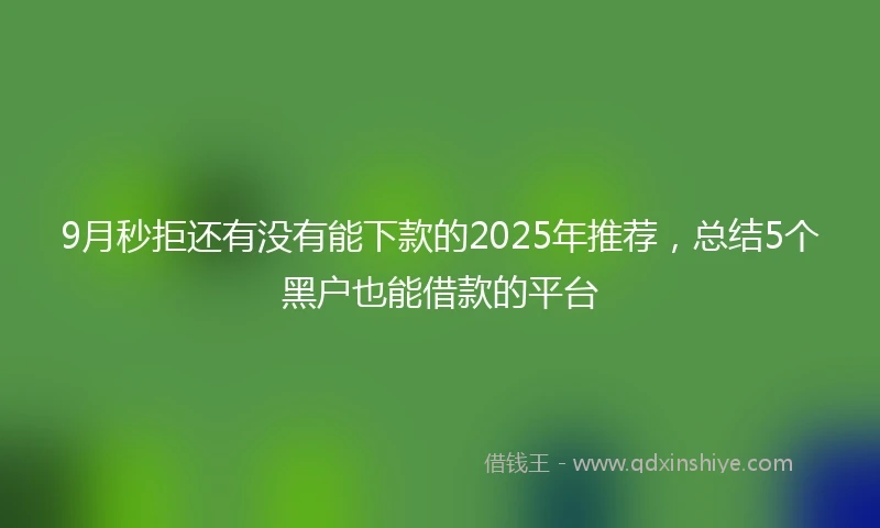 9月秒拒还有没有能下款的2025年推荐，总结5个黑户也能借款的平台