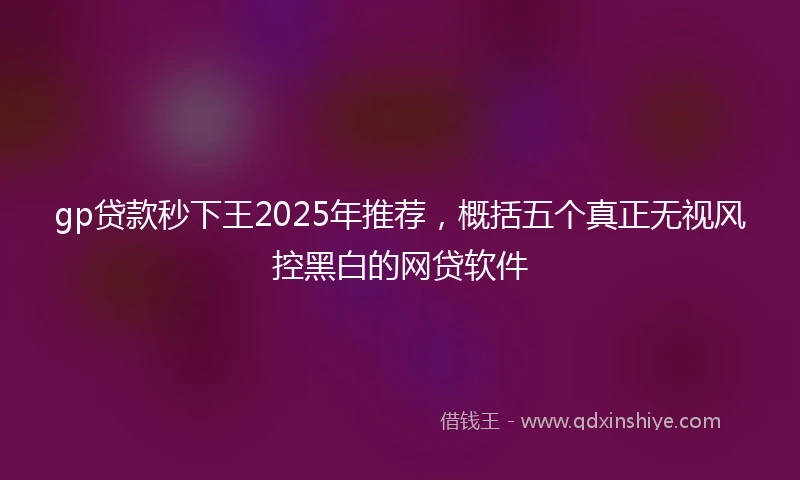 gp贷款秒下王2025年推荐，概括五个真正无视风控黑白的网贷软件