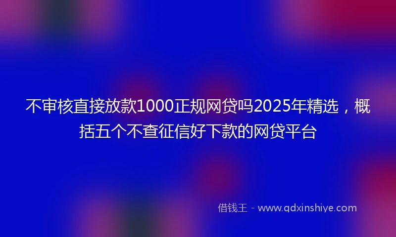 不审核直接放款1000正规网贷吗2025年精选，概括五个不查征信好下款的网贷平台