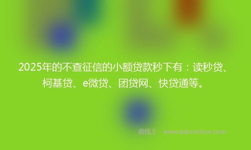 2025年的不查征信的小额贷款秒下有:读秒贷、柯基贷、e微贷、团贷网、快贷通等。