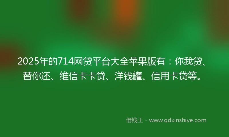 2025年的714网贷平台大全苹果版有：你我贷、替你还、维信卡卡贷、洋钱罐、信用卡贷等。