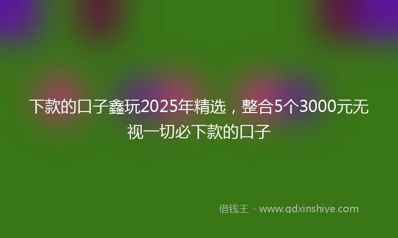 下款的口子鑫玩2025年精选,整合5个3000元无视一切必下款的口子