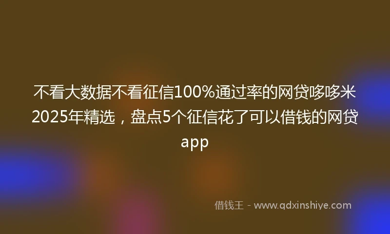 不看大数据不看征信100%通过率的网贷哆哆米2025年精选，盘点5个征信花了可以借钱的网贷app