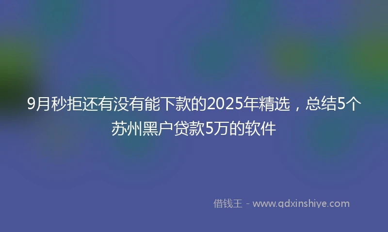 9月秒拒还有没有能下款的2025年精选，总结5个苏州黑户贷款5万的软件