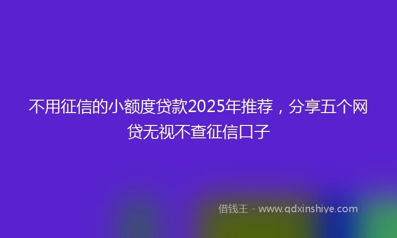 不用征信的小额度贷款2025年推荐，分享五个网贷无视不查征信口子