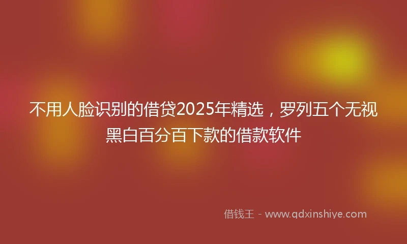不用人脸识别的借贷2025年精选，罗列五个无视黑白百分百下款的借款软件