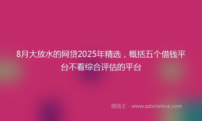 8月大放水的网贷2025年精选，概括五个借钱平台不看综合评估的平台