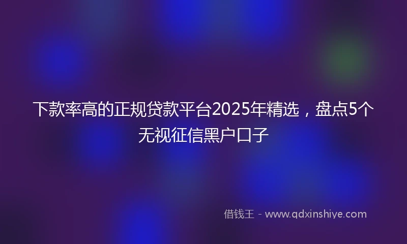 下款率高的正规贷款平台2025年精选，盘点5个无视征信黑户口子