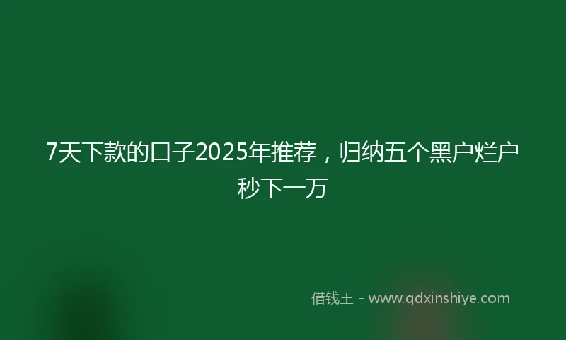 7天下款的口子2025年推荐，归纳五个黑户烂户秒下一万