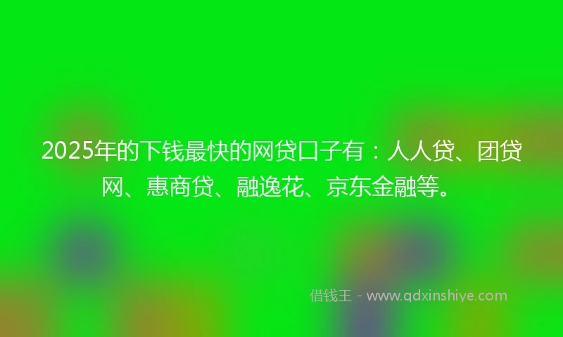 2025年的下钱最快的网贷口子有：人人贷、团贷网、惠商贷、融逸花、京东金融等。