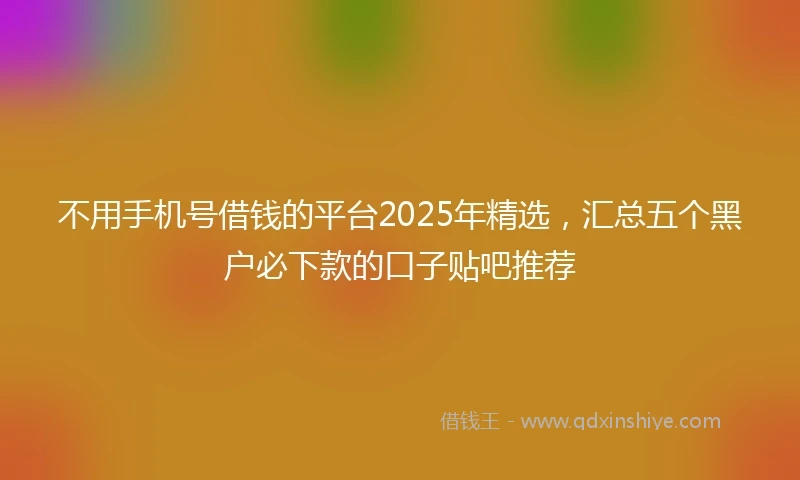 不用手机号借钱的平台2025年精选，汇总五个黑户必下款的口子贴吧推荐