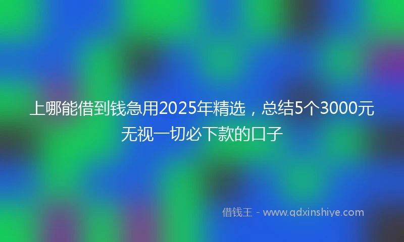 上哪能借到钱急用2025年精选，总结5个3000元无视一切必下款的口子