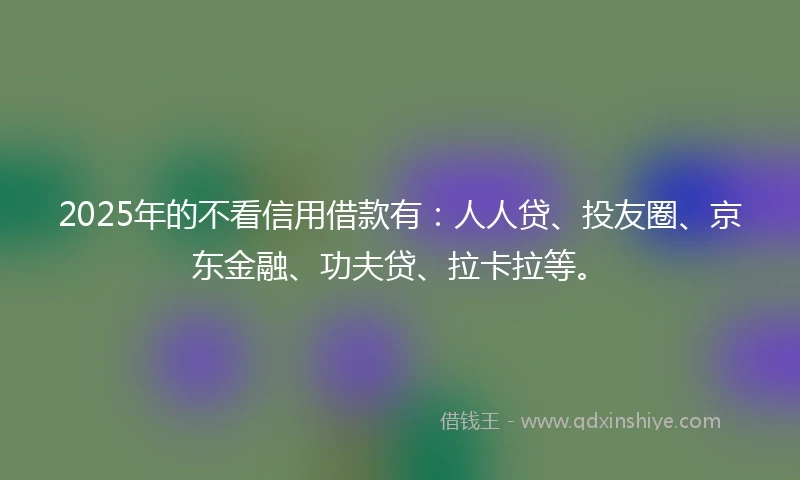 2025年的不看信用借款有：人人贷、投友圈、京东金融、功夫贷、拉卡拉等。