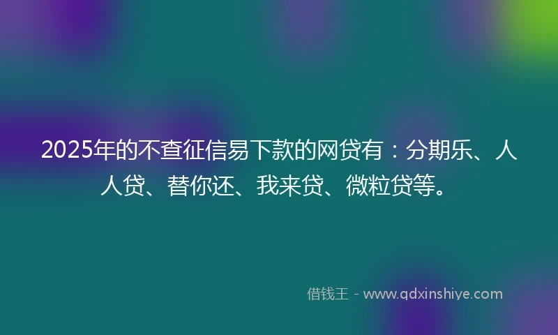 2025年的不查征信易下款的网贷有：分期乐、人人贷、替你还、我来贷、微粒贷等。