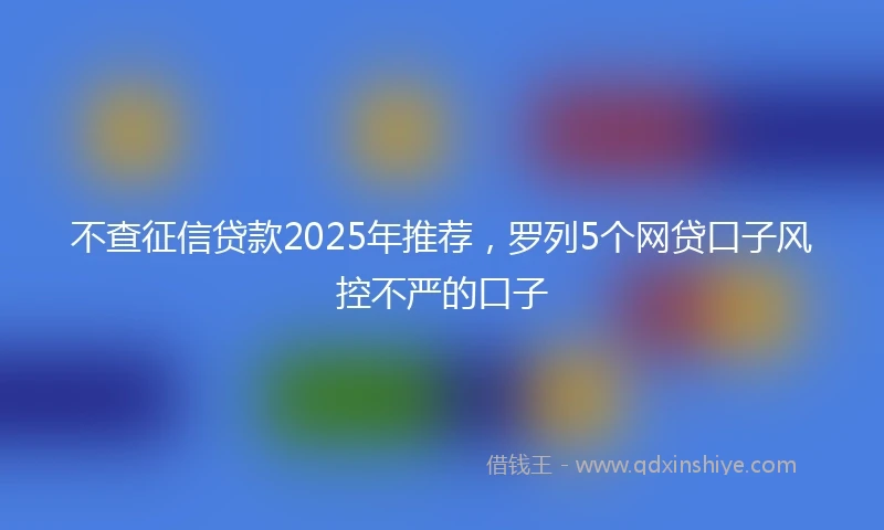 不查征信贷款2025年推荐，罗列5个网贷口子风控不严的口子