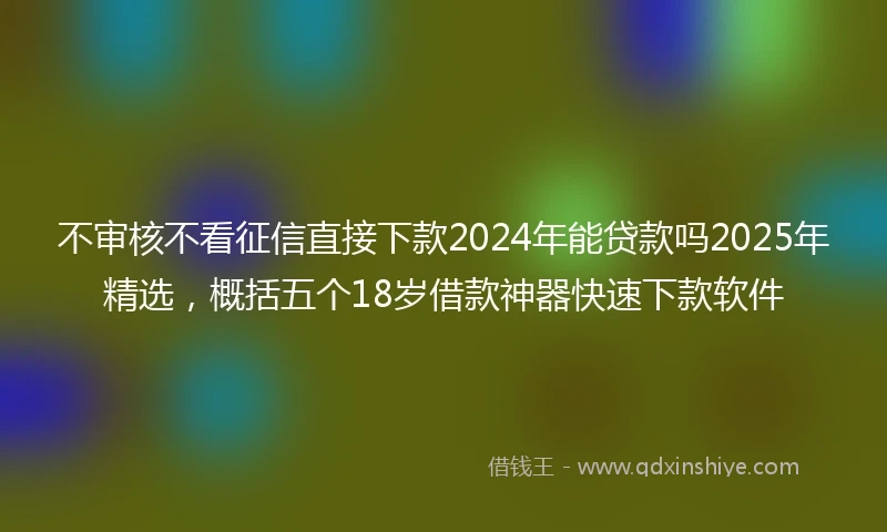 不审核不看征信直接下款2024年能贷款吗2025年精选，概括五个18岁借款神器快速下款软件