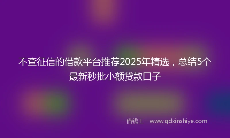 不查征信的借款平台推荐2025年精选，总结5个最新秒批小额贷款口子