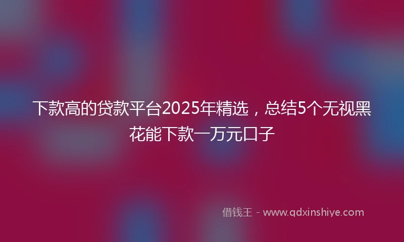 下款高的贷款平台2025年精选，总结5个无视黑花能下款一万元口子