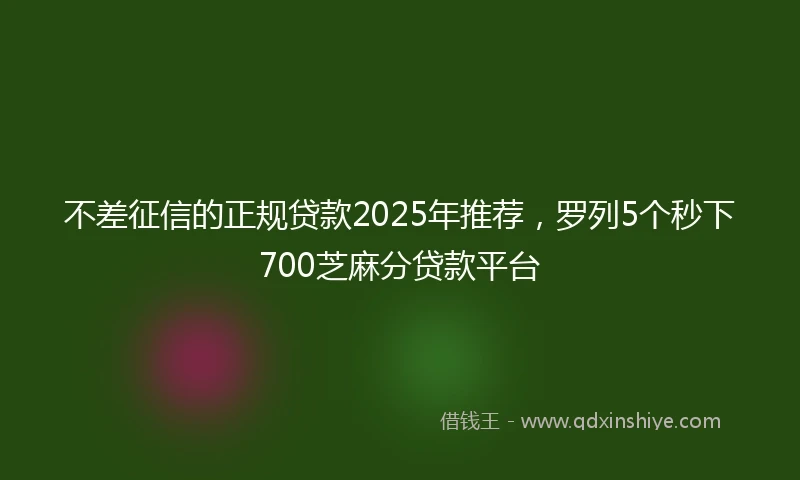 不差征信的正规贷款2025年推荐，罗列5个秒下700芝麻分贷款平台