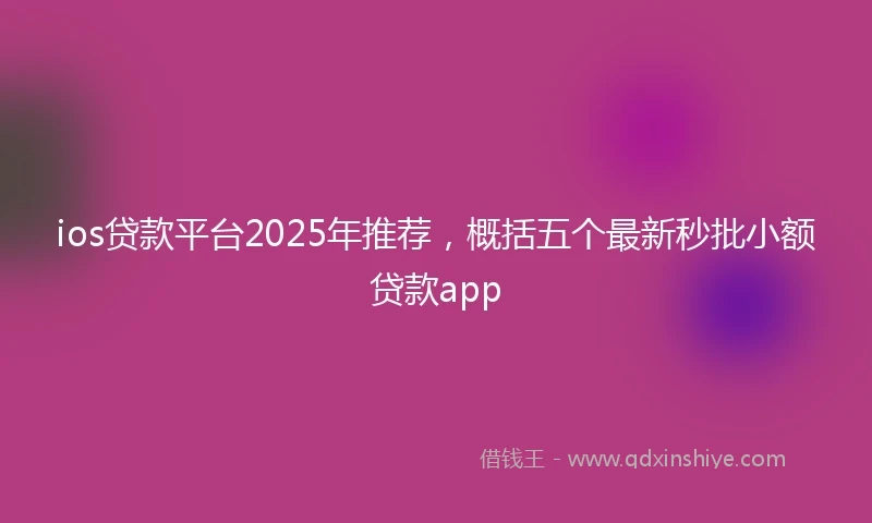 ios贷款平台2025年推荐，概括五个最新秒批小额贷款app
