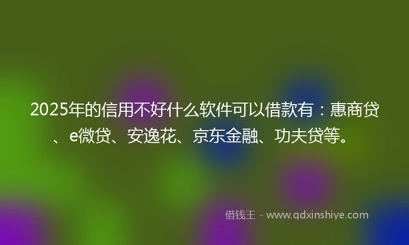 2025年的信用不好什么软件可以借款有：惠商贷、e微贷、安逸花、京东金融、功夫贷等。