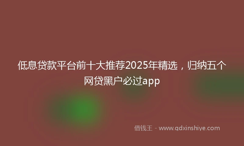 低息贷款平台前十大推荐2025年精选，归纳五个网贷黑户必过app