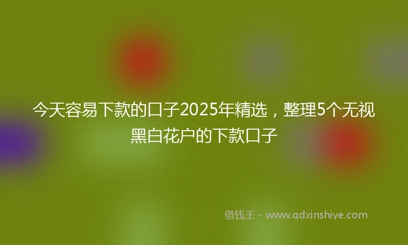 今天容易下款的口子2025年精选，整理5个无视黑白花户的下款口子