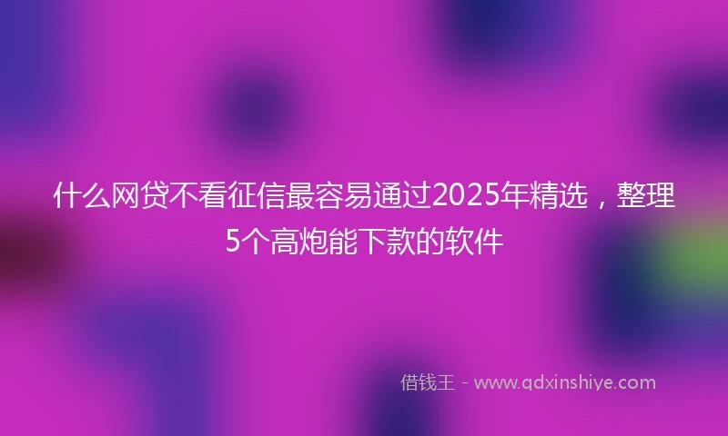 什么网贷不看征信最容易通过2025年精选，整理5个高炮能下款的软件