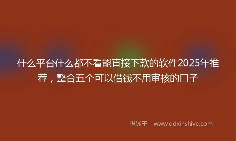 什么平台什么都不看能直接下款的软件2025年推荐，整合五个可以借钱不用审核的口子