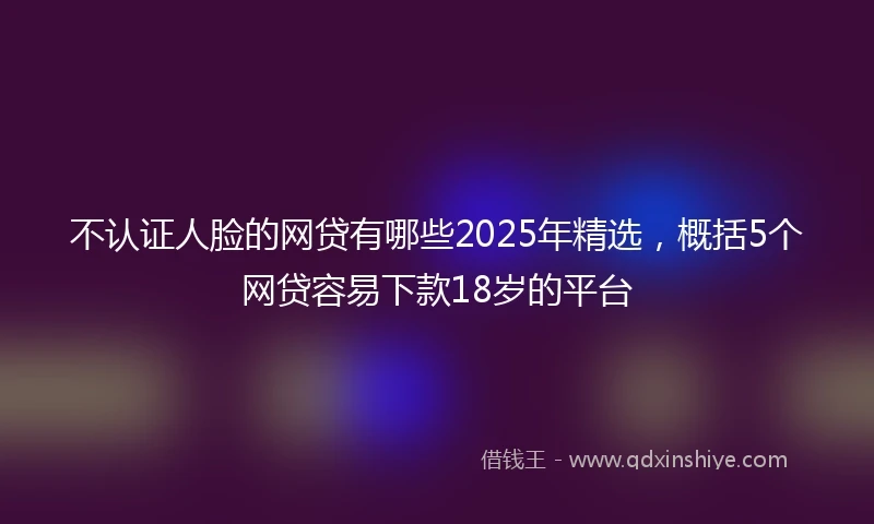 不认证人脸的网贷有哪些2025年精选，概括5个网贷容易下款18岁的平台