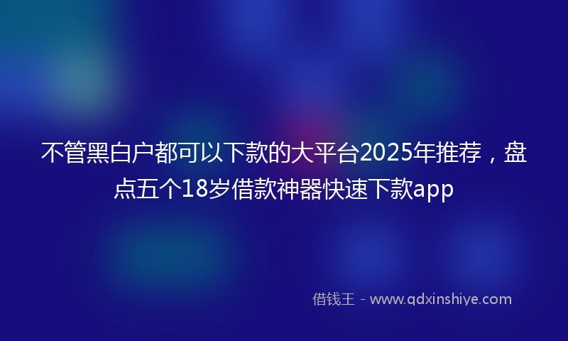 不管黑白户都可以下款的大平台2025年推荐，盘点五个18岁借款神器快速下款app