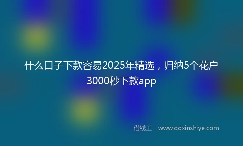 什么口子下款容易2025年精选，归纳5个花户3000秒下款app