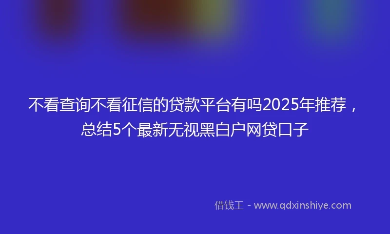 不看查询不看征信的贷款平台有吗2025年推荐，总结5个最新无视黑白户网贷口子